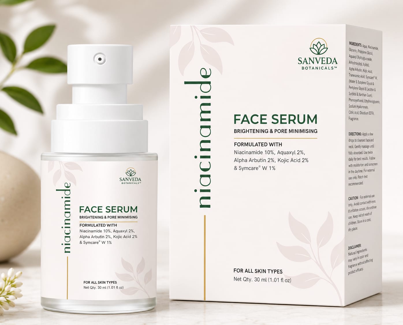 SANVEDA Botanicals Glutathione + Niacinamide Brightening Face Serum